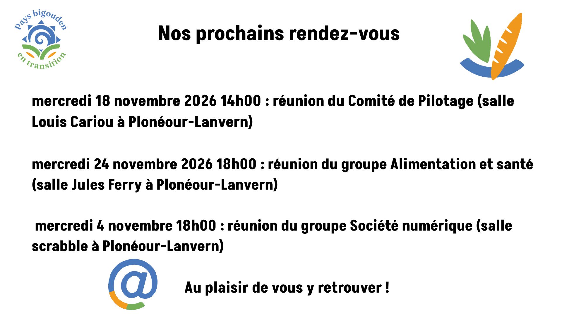 Nos rendez-vous de la semaine 