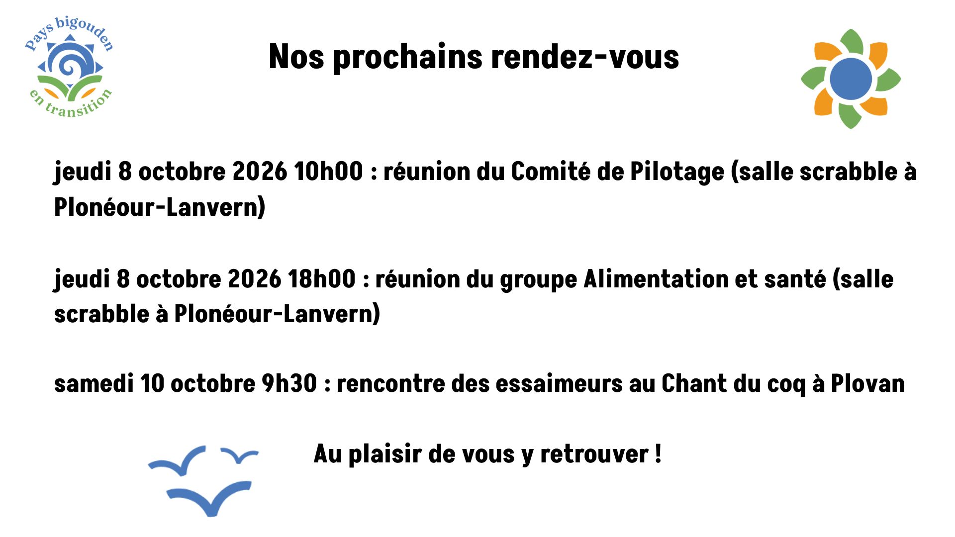 Nos rendez-vous de la semaine 