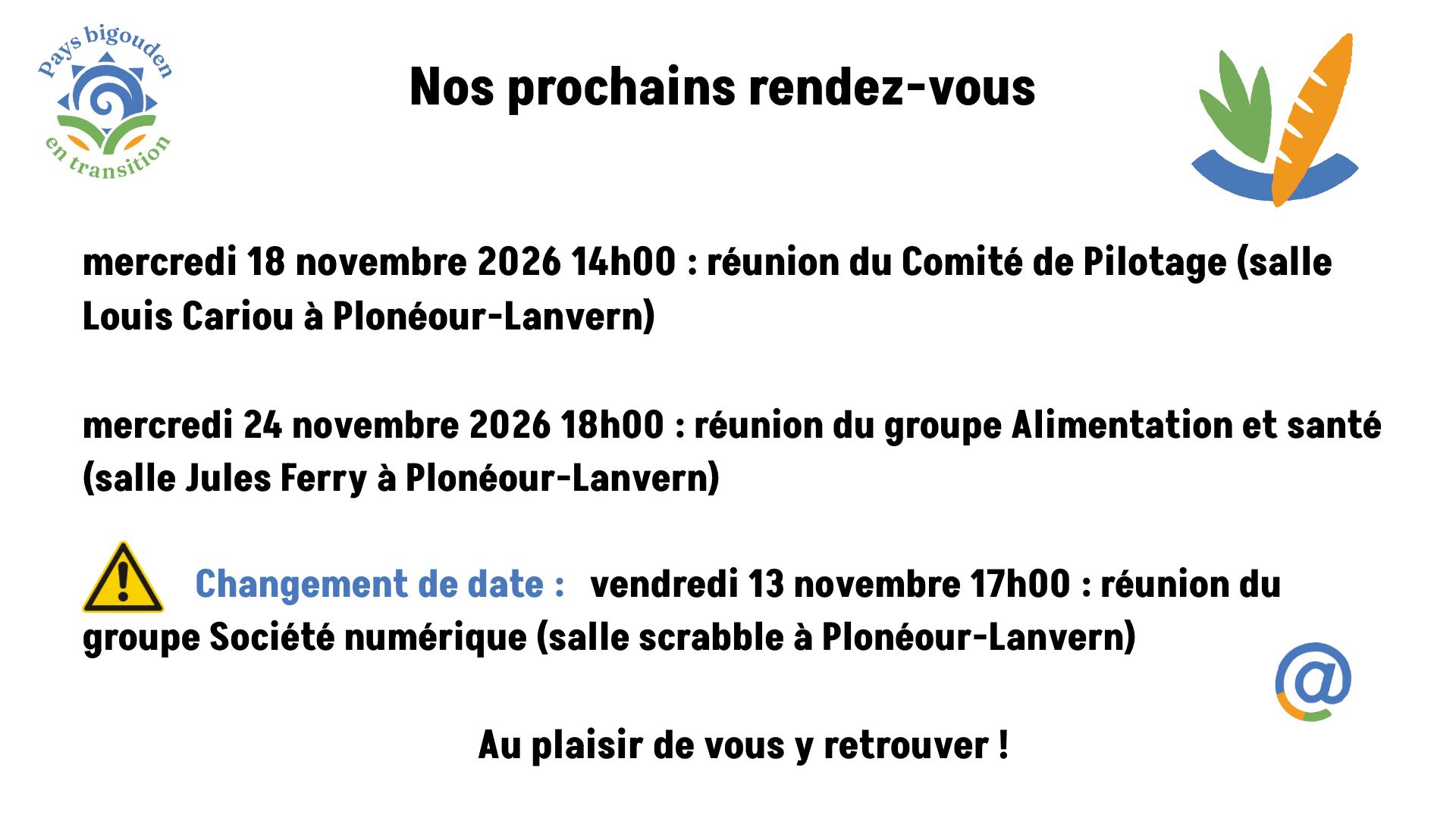 Nos rendez-vous A VENIR ! 